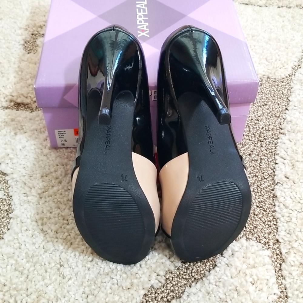 Black/nude retro style stiletto 7.5 - Picture 6 of 9